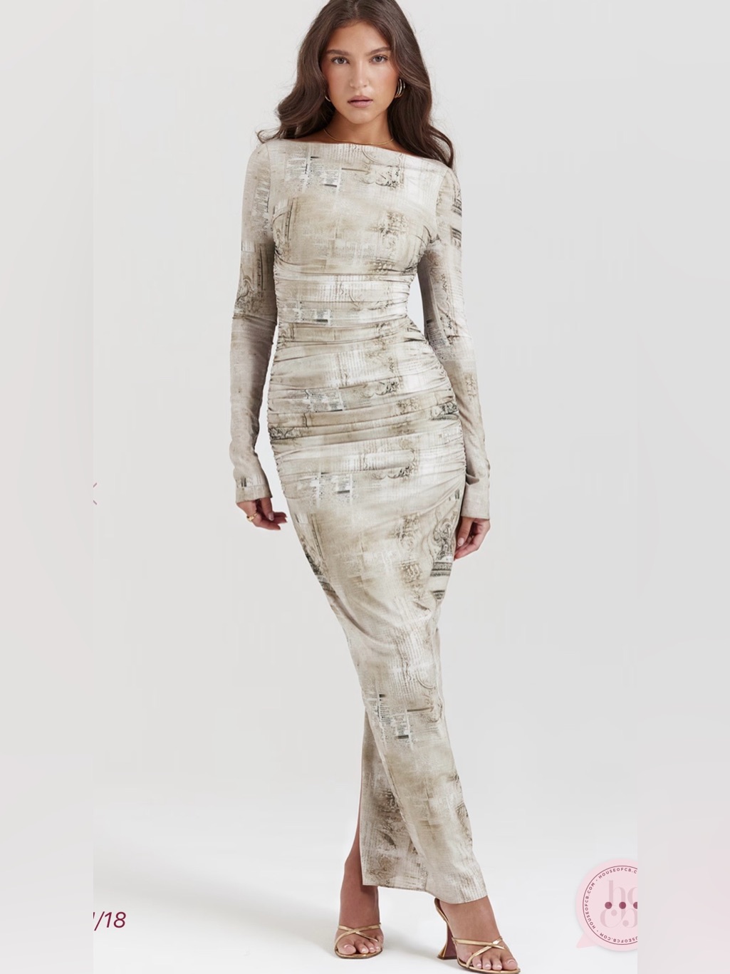 House Of Cb Printed Long Sleeve Maxi Dress